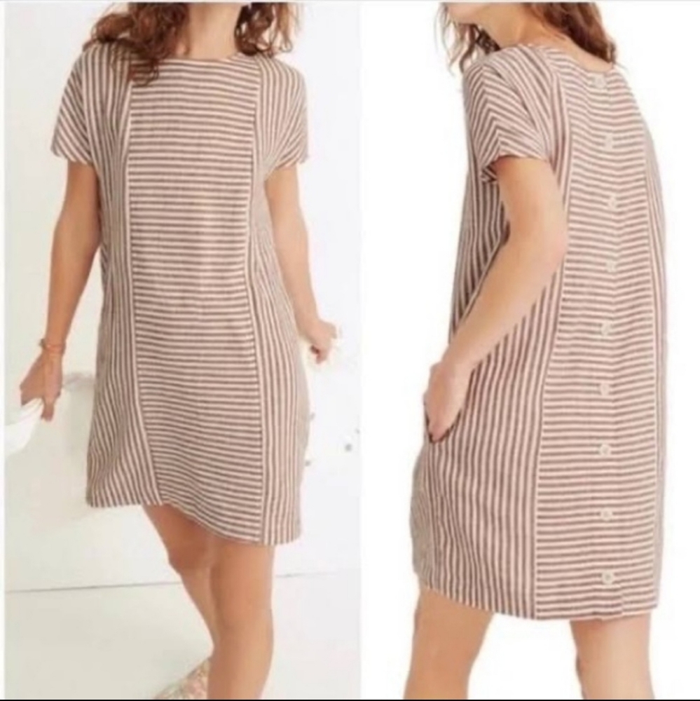 Madewell striped button back tee dress size XL